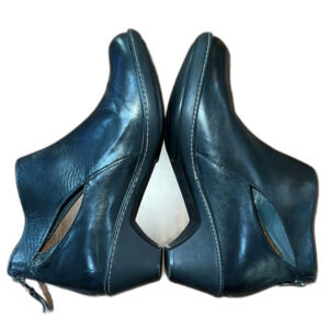 Dansko Bonita Leather Cutout Wedge Booties Black Zip Heel Women’s 8.5 / EU 39